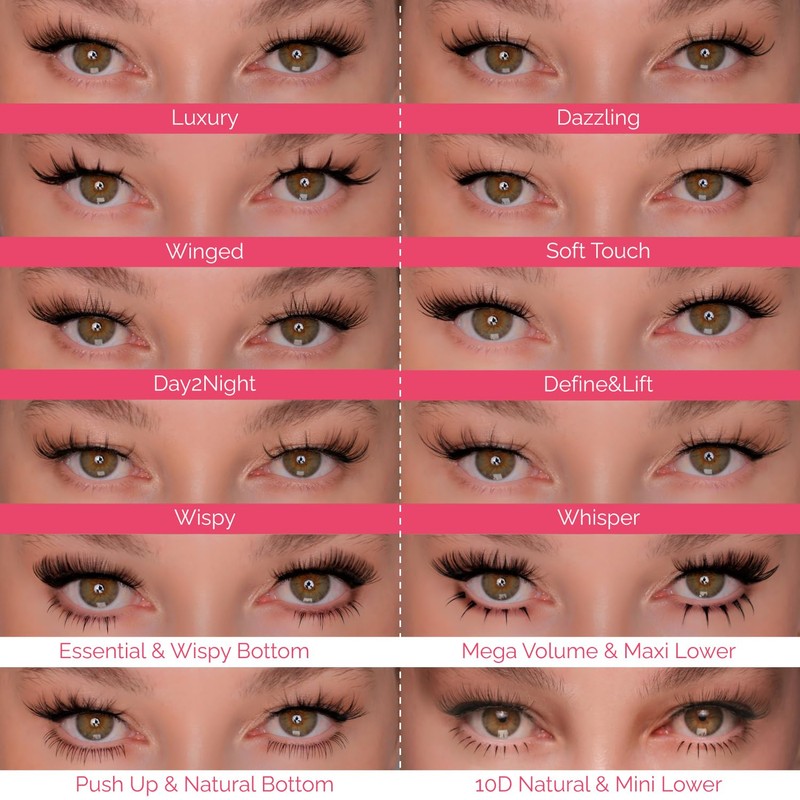 Renata Beauty Define&Lift Cluster Eyelashes, Multipack, Mixed Lengths (10 mm,