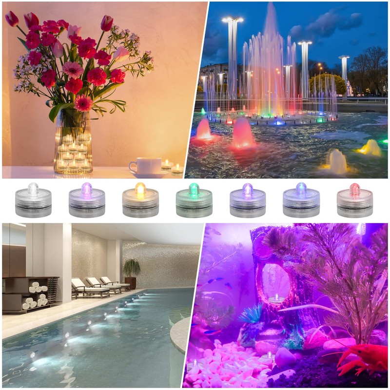 KOABY 12 Pack Submersible LED Lights, Waterproof Tea Lights Flameless