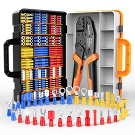 Preciva Crimping Tool for Insulated Terminals Wire Connectors, AWG20-10 Ratchet Crimper with 425 Pcs Insulated Terminals Connectors