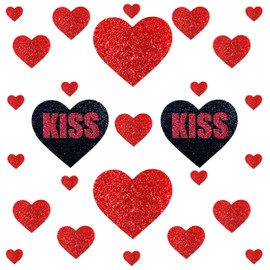 Neva Nude Nipple Pasties and Body Stickers Crop Top Bra - Bundle of Nipztix & BodiStix for Festivals, Raves, and More (Ravish Me Red Glitter Black Kiss I Heart U)