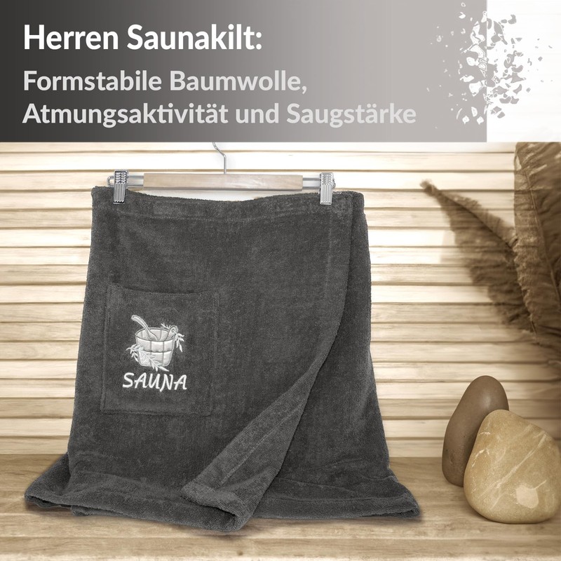 Lashuma Saunakilt Men's Grey Terry Cloth Lillby Sauna Towel with