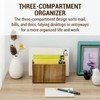 MyGift 3 Slot Premium Acacia Solid Wood Mail Holder, Entryway