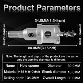 KATUR TCT Carbide Hole Saw Drill Bit 30mm, Tungsten Carbide Tipped Hole Cutter, Heavy Duty Industrial Grade Hole Cutter for Stainless Steel, Metal, Iron, Alloy, Copper, Wood, Plastics