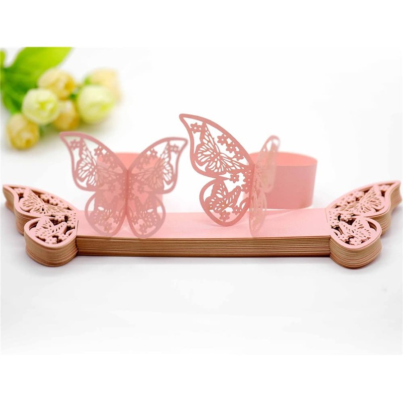 Lavandi 100pcs 3D New Butterfly Paper Napkin Rings Weddings Party