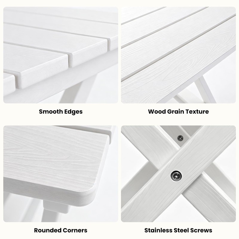 Leafory 2-Tier Folding Outdoor Side Table, Heavy Duty HDPE Patio
