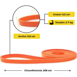 Resistance Band 5 kg Orange - Natural Latex Elastic Band 208 cm for Exercise, Crossfit, Strength, Chin-ups, Yoga, Pilates, Rehabilitation, Glutes, Legs (Orange, Ultra Light (5 kg))