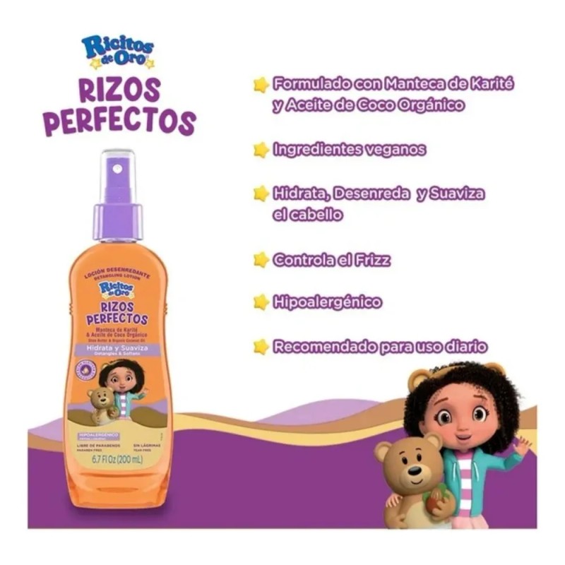Set Rizos Perfectos Ricitos De Oro Crema Peinar+desenredante