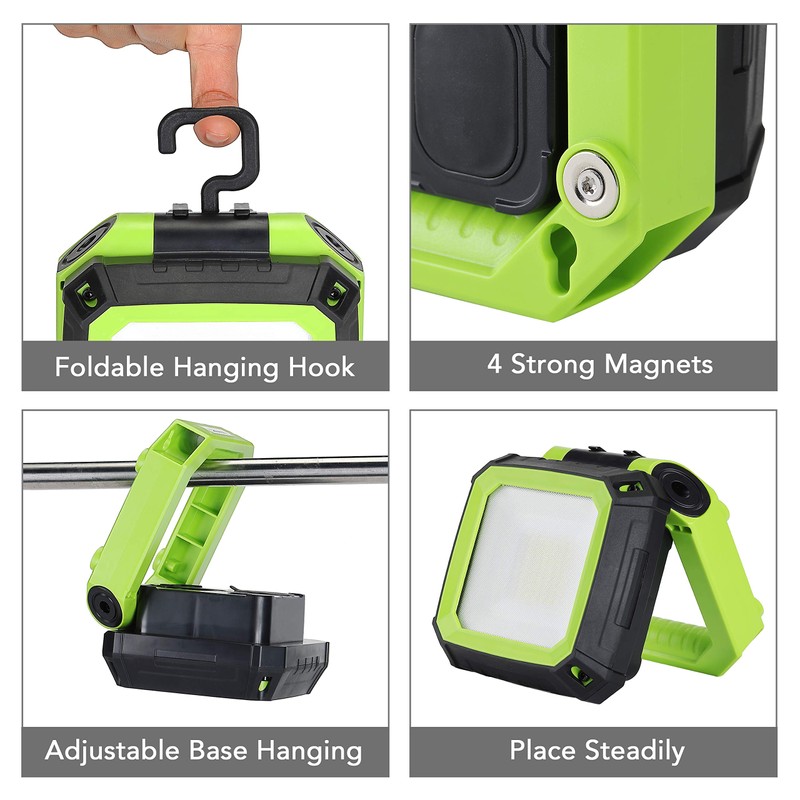 LOVORK 2 Pack Rechargeable Work Light Clamp Rotating Flood Light,