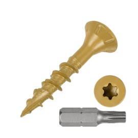 METALLIXITY Deck Screws (#8x1) 400Pcs, Carbon Steel Wood Screw Decking Screws with T25 Torx Drive Head - for Wood Fence, Table, Chairs, Tan