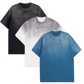 Oversized Cotton Gradient T Shirts for Men 3 Pack Vintage Acid Wash Tshirt Streetwear Basic Tees Baggy Loose Unisex Tops