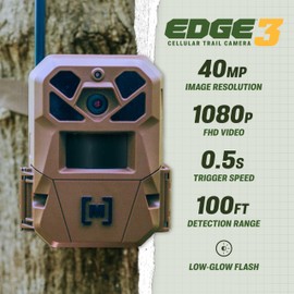 Moultrie Edge 3 Cellular Trail Camera - 40MP HD Photo Capture - 1080p Low-Glow Flash – GPS - Multi-Carrier Auto-Connect - Built-in Memory - 0.5s Trigger Speed - AI Buck Detection