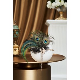 BABEYOND 1920s Flapper Headpiece Headband - Roaring 20s Great Feather Headband 1920s Flapper Accessories