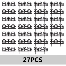 Evelyne 27 PC BLACK LANDSCAPING FENCE LINER GARDEN BORDER EDGING WROUGHT IRON DESIGN