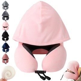 YOUYIKE Aeroplane Neck Pillow, Travel Pillow with Hood, Travel Pillow Aeroplane, Comfortable and Lightweight Ideal for Airplane Chair, Car, Home, Office, Sleeping Pillow (Pink)