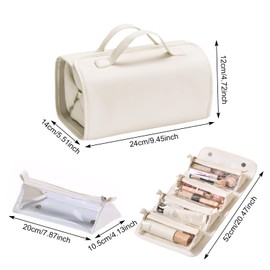 Colexy 4-in-1 Foldable Travel Cosmetic Organiser, Waterproof Cosmetic Bag with 4 Removable Compartments, Toiletry Bag, Women's Large Wash Bag for Business Trips, Gym, Holiday (Pearl White)