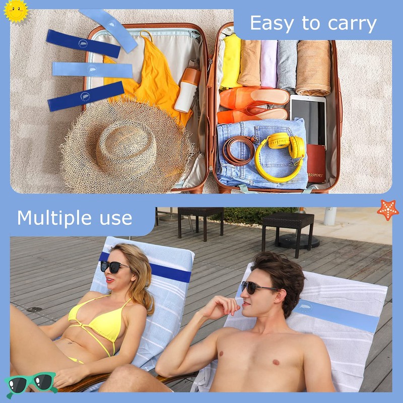 growell Towel Bands (6 Pack) - Stretch Beach Towel Clips