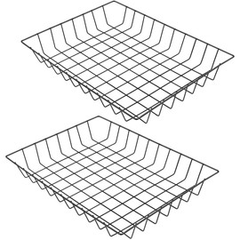 luvtree Tapered Large Wire Desk Basket (2 Pack)–Black Metal File Organizer for Letter & A4 Size Folder, Magazine, Newspaper & Mail–Open Top Desktop Storage Tray for Office, Home & Classroom