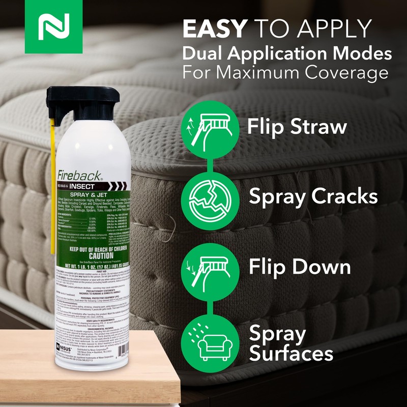 Nisus Fireback Bed Bug Spray, Water Based Insect Control for