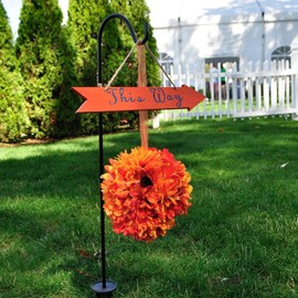 Arinda 20Inch Adjustable Outdoor Shepherds Hook, Heavy Duty Rust-Resistant Metal Hanging Hook Lanterns Plants Stake for Bird Feeders, Solar Lights, Garden Decor, Flower Pots, Patio, Yard (1PC)
