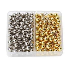 EXCEART 200pcs Needle Point Home Decor Pushpins Gold and Silver School Supplies Cork Board Map Nail Positioning Pin Metal Map Pin Drawing Pin Football Pattern Positioning Needle Thumbtack
