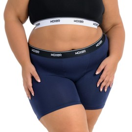 Woxer - Calzoncillos tipo calzones para mujer, de cintura alta de 5 pulgadas, pantalones cortos de ejercicio, suaves, sin rozaduras, sin entrepierna enrollada, Navy 2.0, Small