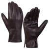Harssidanzar GM040EU Men's Leather Gloves Fleece Lining Touchscreen, brown