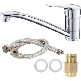 Minnhua Kitchen Tap 360° Rotatable Tap Swivel Sink Mixer Tap Chrome Single Lever Sink Mixer Tap for Kitchen Sink with 40 cm Hose