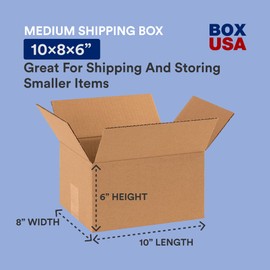BOX USA Shipping Boxes Small 10"L x 8"W x 6"H, 175-Pack | Corrugated Cardboard Box for Packing, Moving and Storage