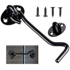 4 Inch Gate Hook, Hook and Eye Latch Stainless Steel Cabin Hook with Mounting Screws, Hook Eye Latch Door Lock Hook, Apply to Wooden Gates Sliding Door Window Brace Gate Garden Bedroom Bathroom