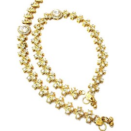 Trendy Traditional Fashion Indian Style Kundan Anklet/Payal For Women / AZINPY007 (Clear)