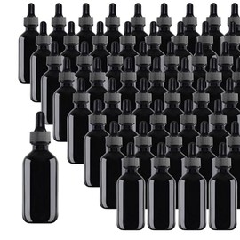 Easeen 48 Pack 1/2oz Black Glass Dropper Bottles, Eye Dropper Bottles with Glass Droppers for Essential Oils, Perfumes(15ml, Black)