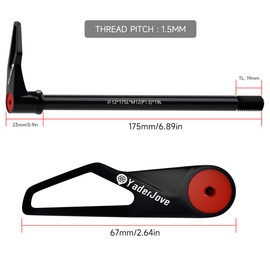 Thread Pitch 1.5mm Bicycle Hub Thru Axle Adapter Boost Forks Quick Release Thru Axle with Handle (12mm x 175mm Length)