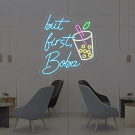 Bubble Tea with Cup Neon Sign for Wall Decor, Custom Neon Light Signs for Bedroom, Living Room, Tea Bar Decorations12V LED Neon Lights, Milk Tea, Restaurant Coffee Dessert Shop Party (16.5 * 19.7in)