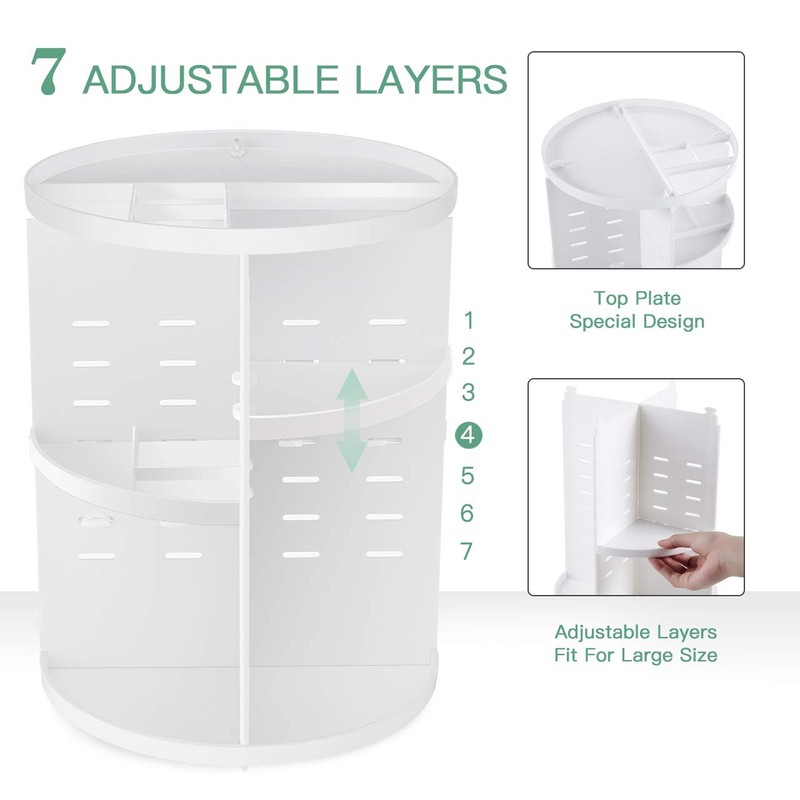 seinlife 360 Rotating Makeup Organizer,DIY Adjustable Spinning Holder,Foldable Cosmetic Storage