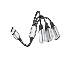 Fidioto USB C Male to 3USB Female Y Cable, Type C to 3USB Charger Adapter, Hub for Laptop, Tablet,Telephone, Flash Disk Drive, Gaming Consoles