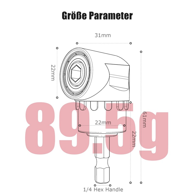 Angle Drill Attachment, Angle Screwdriver 105° Attachment Adapter with 1/4