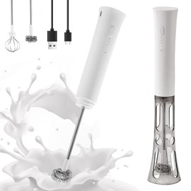 DENENTT Splash-Proof Handheld Milk Frother with Cover - Rechargeable Milk Frother Wand, Type-C Fast Charging, 15-Second Silent Whisk for Coffee, Matcha, Lattes, Cappuccino