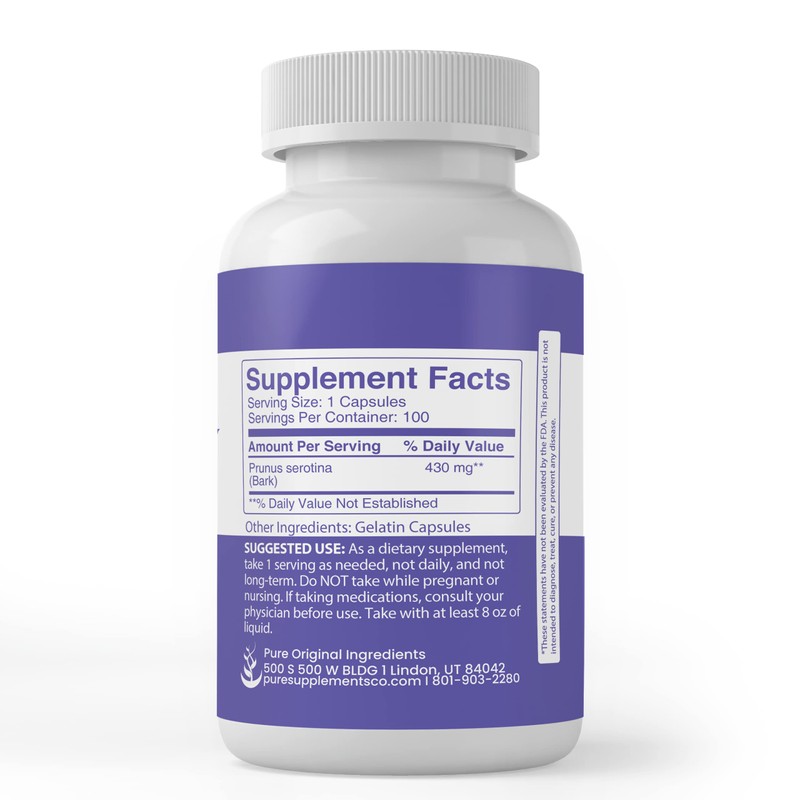 PURE ORIGINAL INGREDIENTS Wild Cherry Bark (100 Capsules), Always Pure,