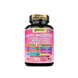 Parrox Myo Inositol Supplement, D-Chiro Inositol, Folate, DIM, Vitamin D3, B12, 90 caps