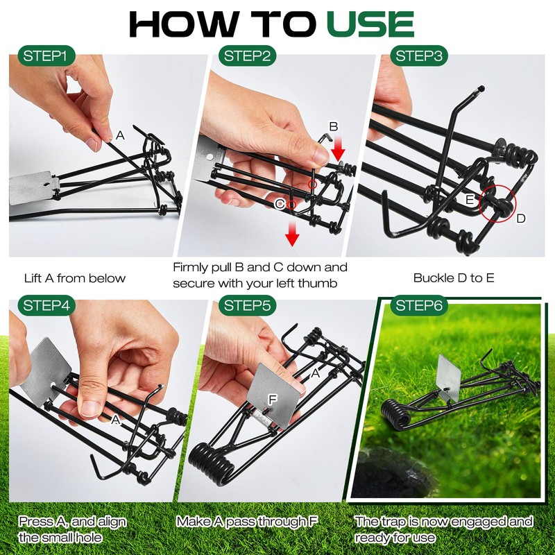 Qualirey 4 Pcs Outdoor Gopher Trap Easy Set Mole Trap
