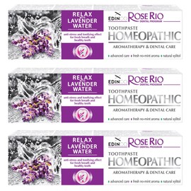 Edinco Rose-Rio Natural Toothpaste - Fluoride-Free & Homeopathic - No SLS or Microplastics - Sea Minerals, Rose, Lavender - for Dry Mouth, & Gum Health (3 Packs, Relaxing Lavender)