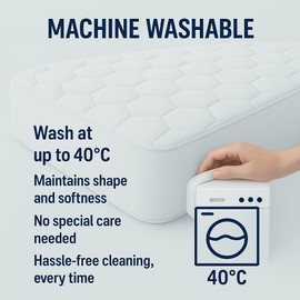 HOUSE 22 Quilted Mattress Protector Double Bed (137×190 cm) – Hypoallergenic & Soft Mattress Topper – Elastic Fitted Skirt with 30cm Deep Pockets