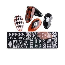 Lace Stripes Rose Flower Fruit Galaxy Plaid Snake Metal Nail Stamping Plate Fs06 Nail Wraps Art Stickers Manicure Supplies for Women for Home Nails Full Long Lasting Easy Apply and Remove