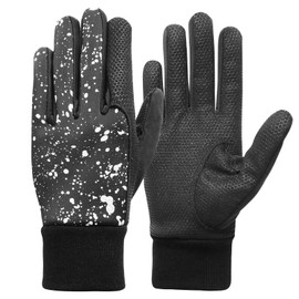 FINGER TEN Winter Golf Gloves Men for Cold Weather Upgraded Silicone Palm Windproof Warm Pair, Fleece Lined Stylish Lightweight Thermal Gloves (Dots, Medium)
