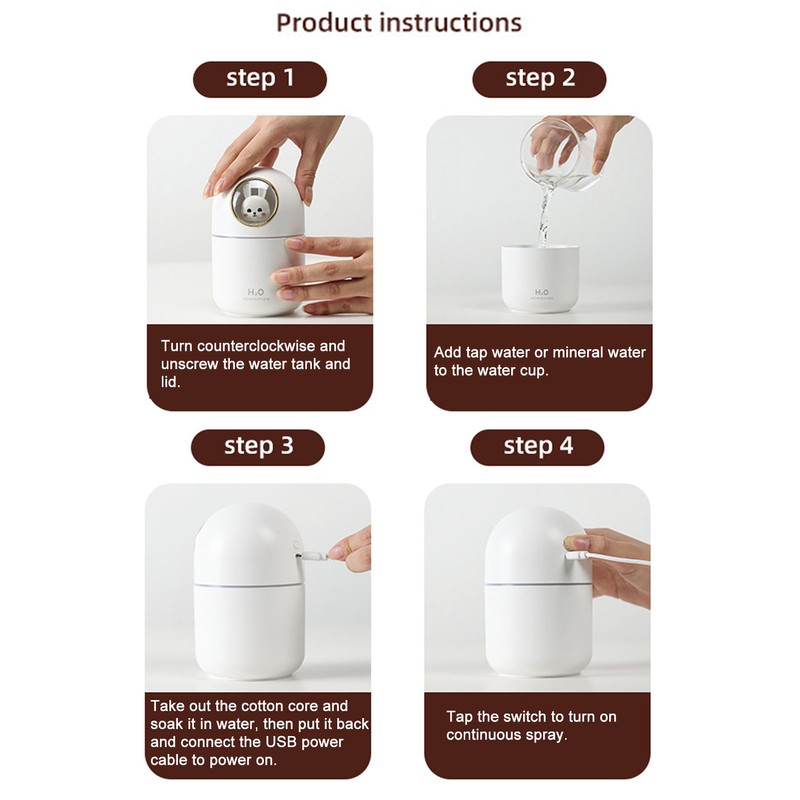 Humidifier Aroma Diffuser USB Power Supply 300ml Capacity Auto Shutdown