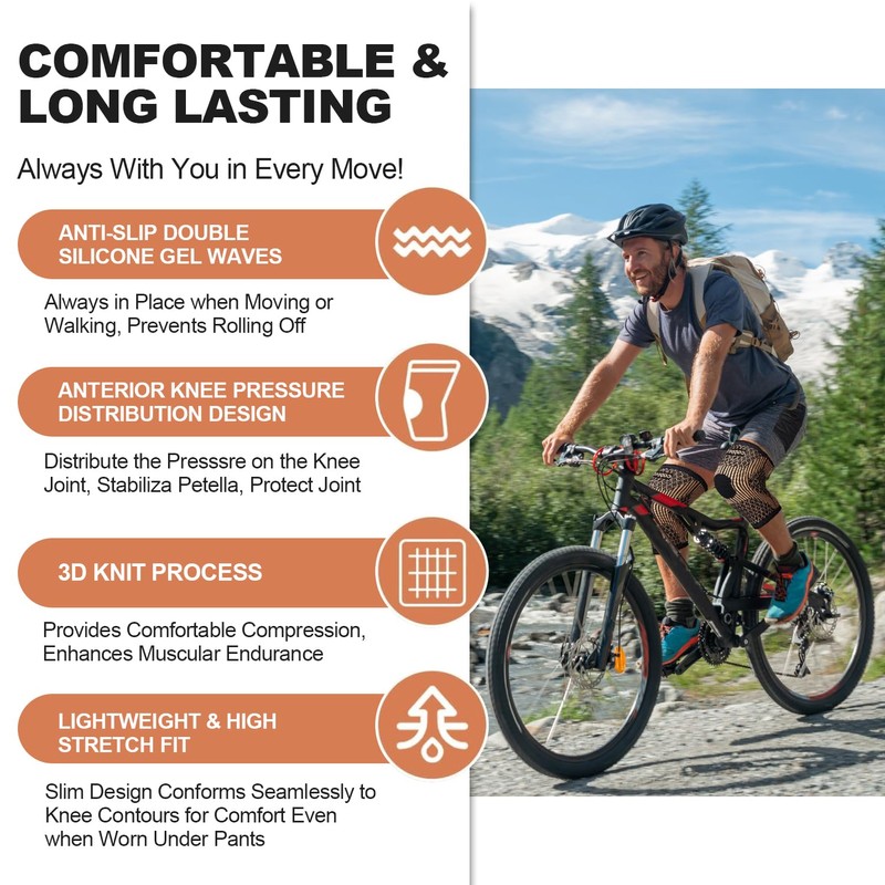 Copper Knee Braces for Men and Women (2 pack) -H