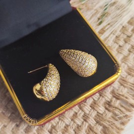 Tear Drop Earring Dupes Extra Large, Trendy Chunky Gold Hoop Earrings For Women Sensitive Ears Hypoallergenic Trendy Waterdrop Jewelry For women Gift, Large, Copper, No Gemstone