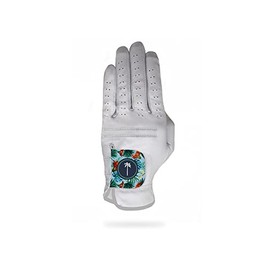 Palm Golf - AWG Golf Glove, All Weather, Durable Vegan Leather, Long Lasting, Premium Fit, Breathable and Sweat Wicking (Barrels and Birdies, Large, Left)