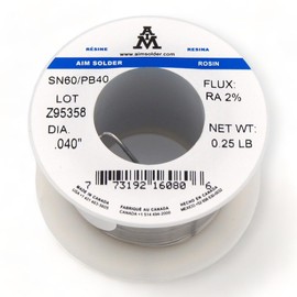 AIM Solder 60-40 Tin Lead Rosin Core Solder Wire for Electrical Soldering 0.040inch, 0.25lb (1mm / 113g)