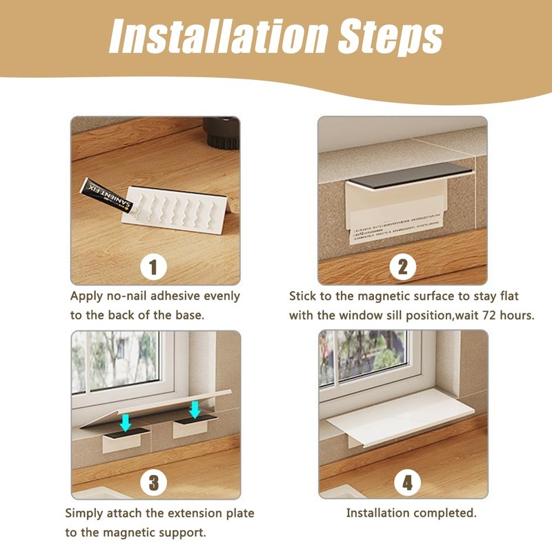 Window Sill Extender Plate, 15.8inch Carbon Steel Storage Shelf, Window